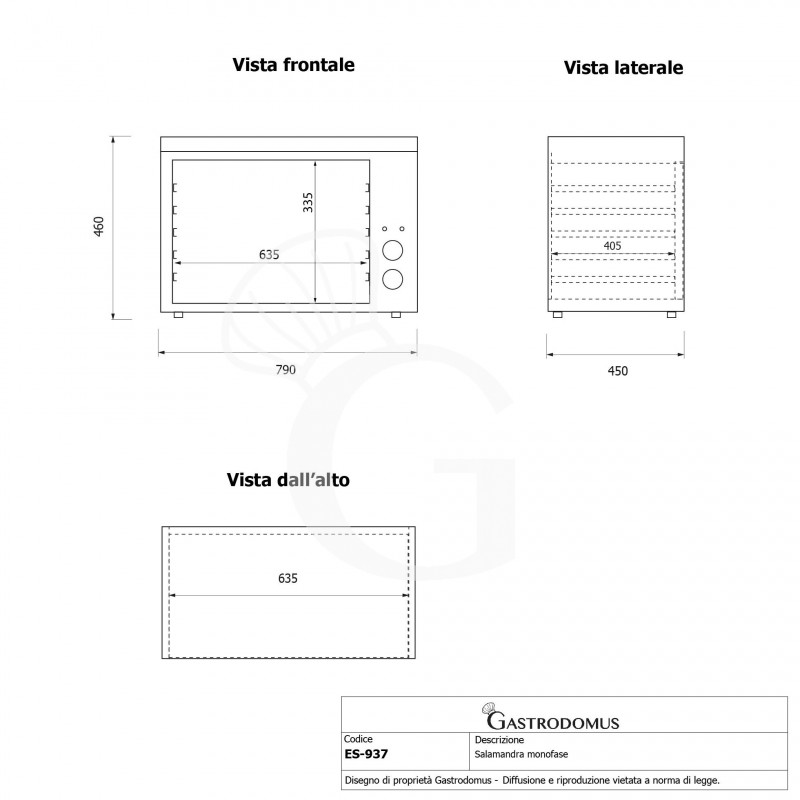 Salamandra monofase L 790 mm x P 450 mm x H 460 mm 4 KW