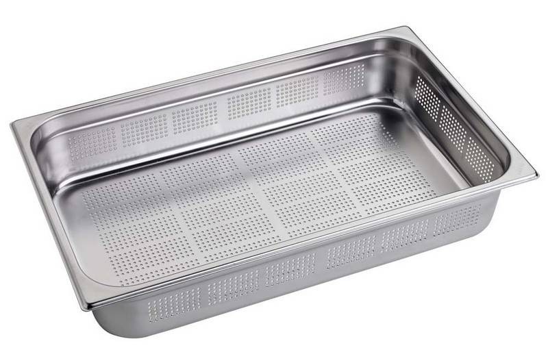 Bacinella forata in acciaio inox GN 1/1 L 530 mm x P 325 mm x H 100 mm