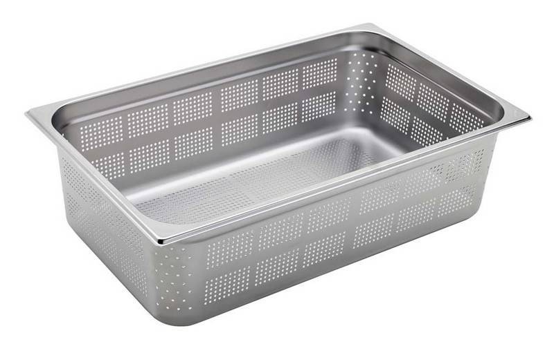 Bacinella forata in acciaio inox GN 1/1 L 530 mm x P 325 mm x H 150 mm