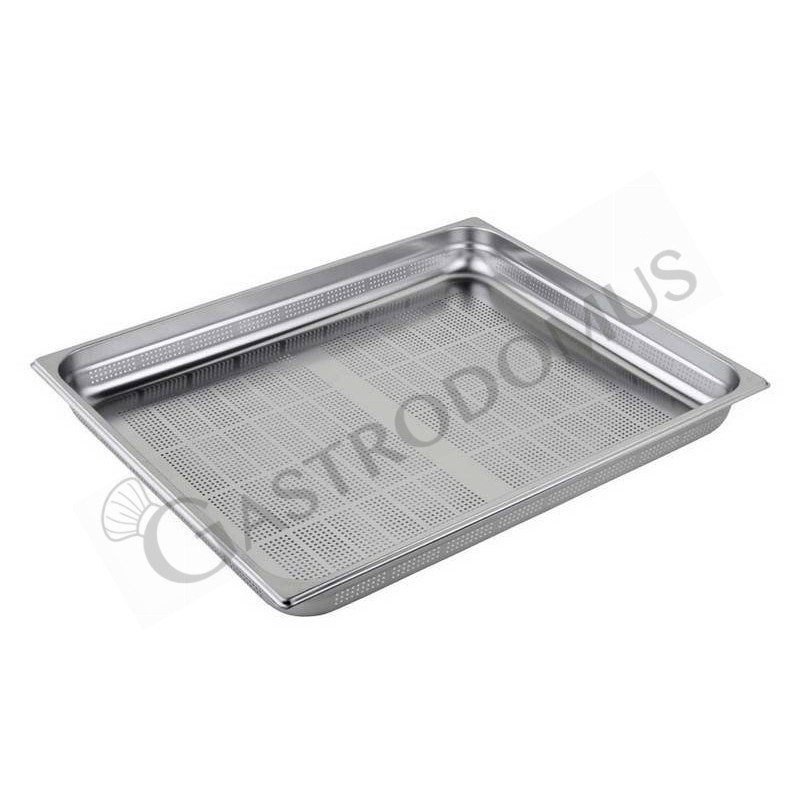 Bacinella forata in acciaio inox GN2/1 L 650 mm x P 530 mm x H 65 mm Bacinella forata in acciaio inox GN2/1 L 650 mm x P 530 mm x H 65 mm