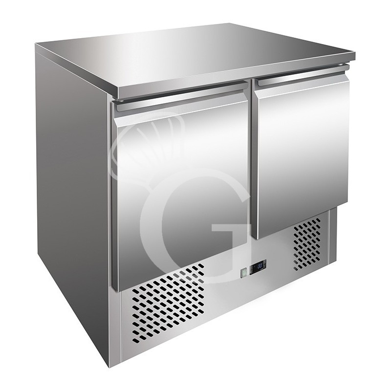 Saladette refrigerata 2 porte, temperatura +2°C/+8°C, piano in inox