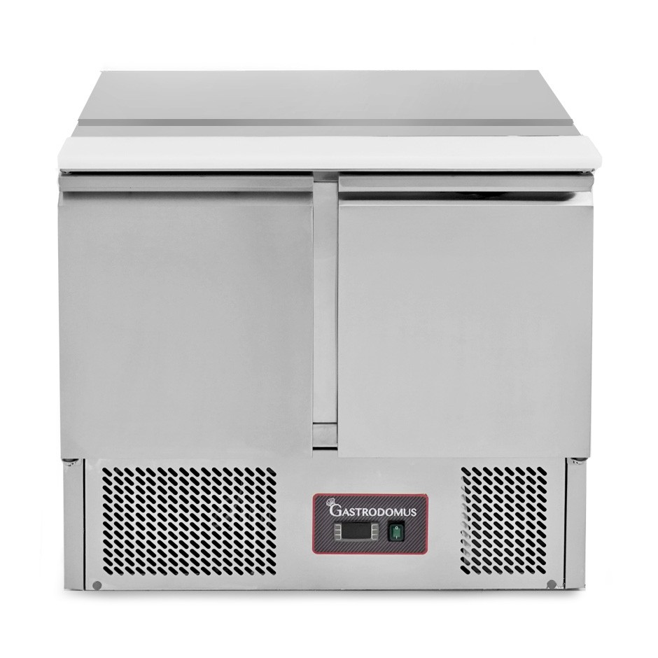 Saladette refrigerata con 2 porte, temperatura +2°C/+8°C, coperchio in inox