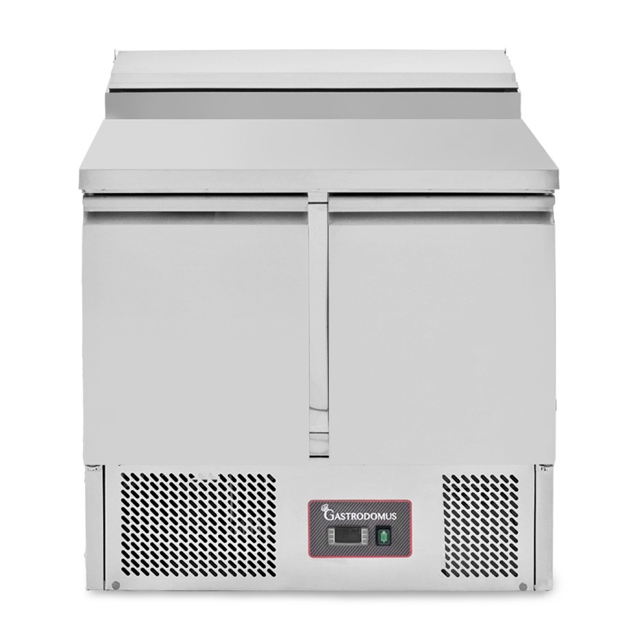 Saladette refrigerata con 2 porte, temperatura + 2°C/+ 8°C, coperchio in acciaio inox
