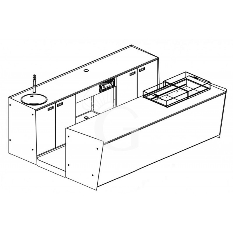 Banco bar + Retrobanco Lunghezza 3metri Drop-in Plexiglass