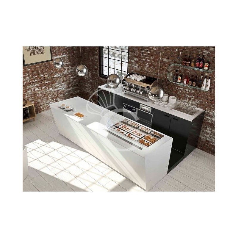 banco bar retrobanco lunghezza 3metri drop in vetro supporto