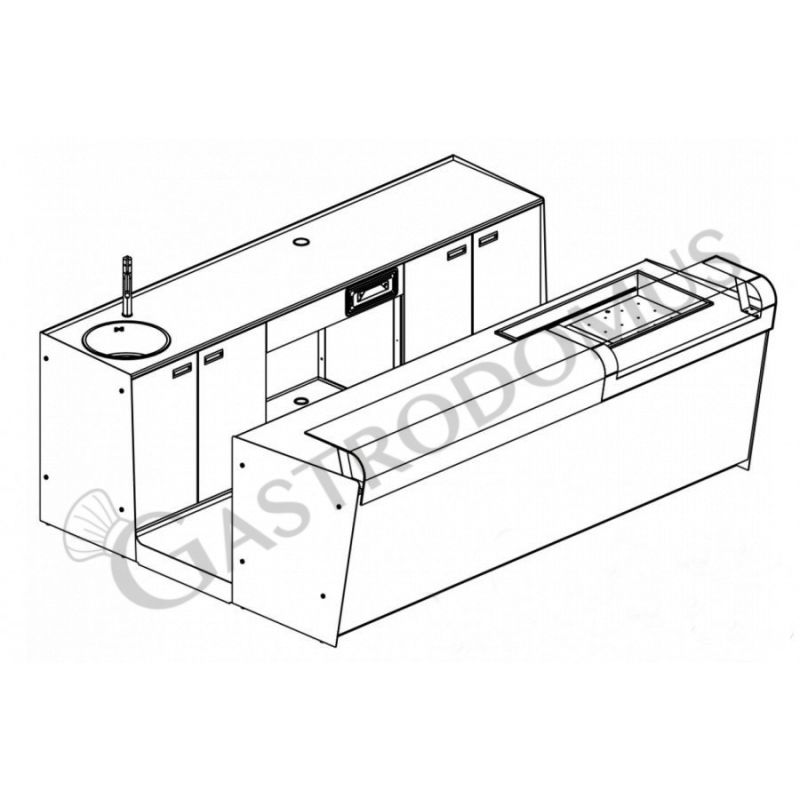 Banco bar + Retrobanco Lunghezza 3metri Drop-in Tuttamensola