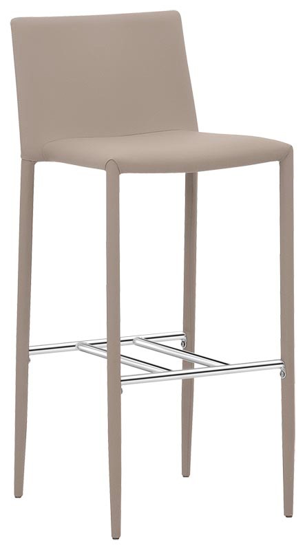 Sgabello Tivoli con struttura in metallo cromato e rivestimento in ecopelle