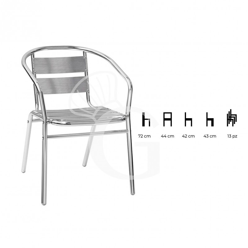 Sedia Mark con struttura, seduta e schienale in alluminio anodizzato