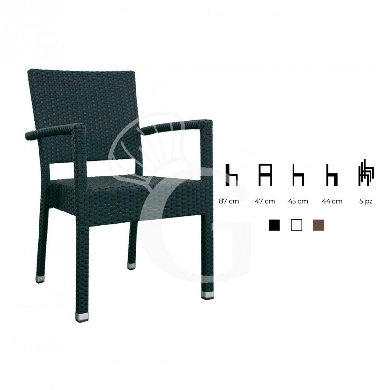 Poltroncina Eco con struttura in alluminio interamente rivestita in filo di polietilene