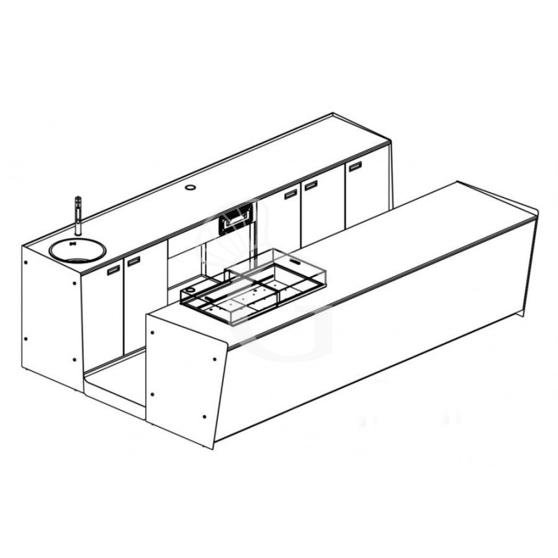 Banco bar + Retrobanco Lunghezza 3,5metri Drop-in Destro Plexiglass