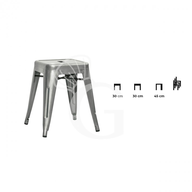 Sgabello Pony con struttura e seduta in metallo verniciato