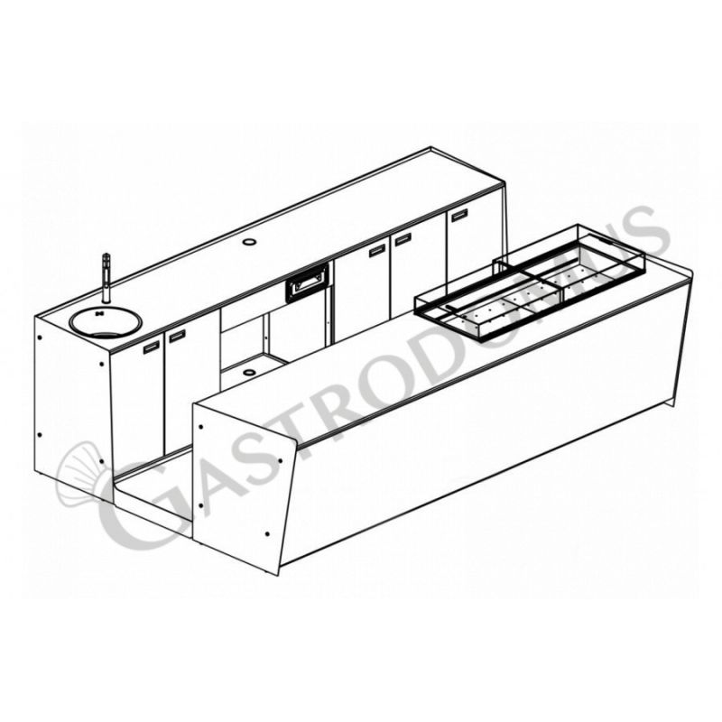 Banco bar + Retrobanco Lunghezza 3,5metri Drop-in Sinistro Plexiglass