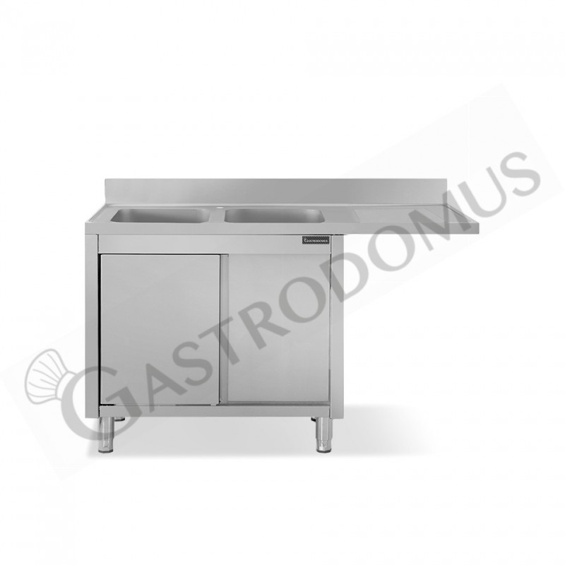 Lavello armadiato vano lavastoviglie,2 vasche,gocciolatoio destra,L1600xP600xH950mm Lavello armadiato vano lavastoviglie,2 vasche,gocciolatoio destra,L1600xP600xH950mm