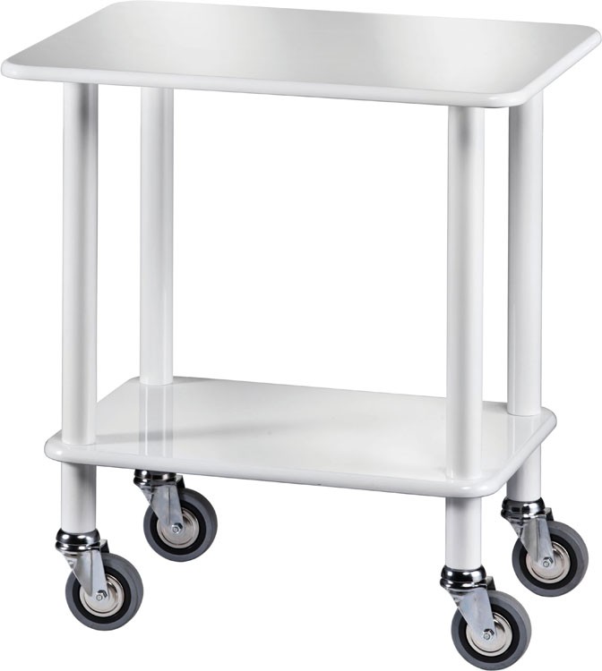 Carrello di servizio Gueridon in legno massello color bianco, L 700 mm x P 500 mm x H 780 mm