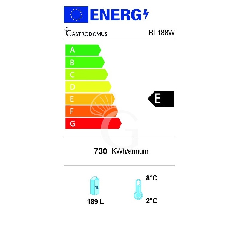 Frigo Bibite Ventilato 1 porta battente 189 LT 2°C/+8°C colore bianco