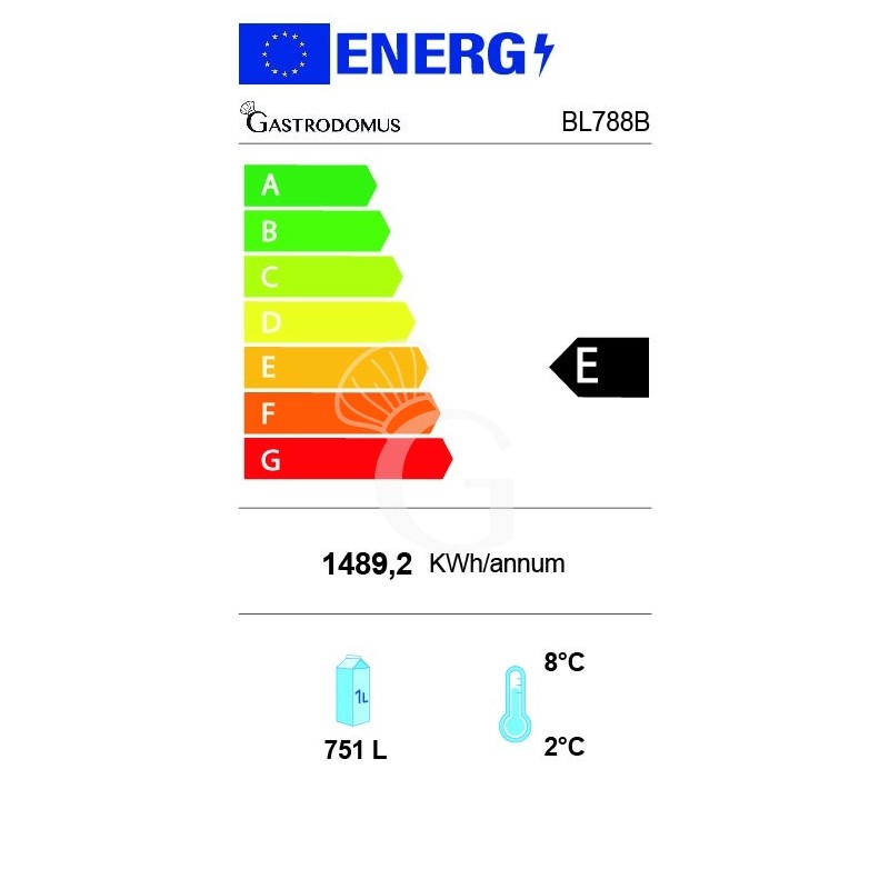 Frigo Bibite Ventilato 2 porte battenti 751 LT 2°C/+8°C colore nero