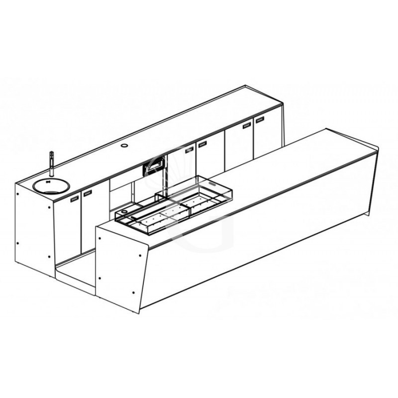 Banco bar + Retrobanco Lunghezza 4metri Drop-in Plexiglass