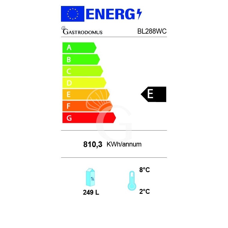 Frigo Bibite Ventilato 1 porta con Canopy 249 LT 2°C/+8°C colore bianco