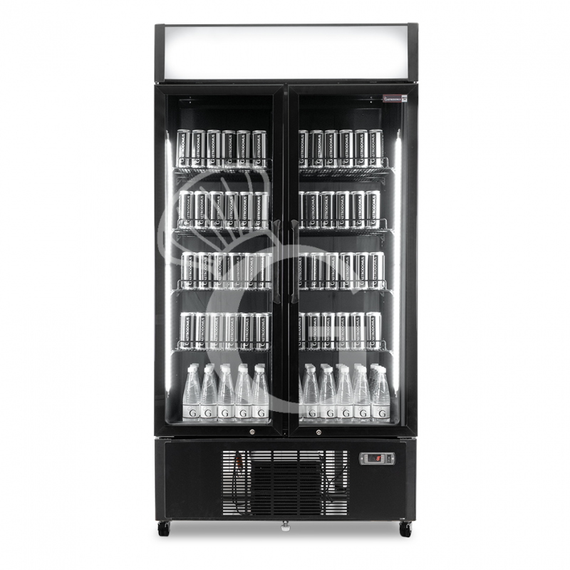 Frigo Bibite Ventilato 2 porte con Canopy 736 LT 2°C/+8°C colore nero Frigo Bibite Ventilato 2 porte con Canopy 736 LT 2°C/+8°C colore nero