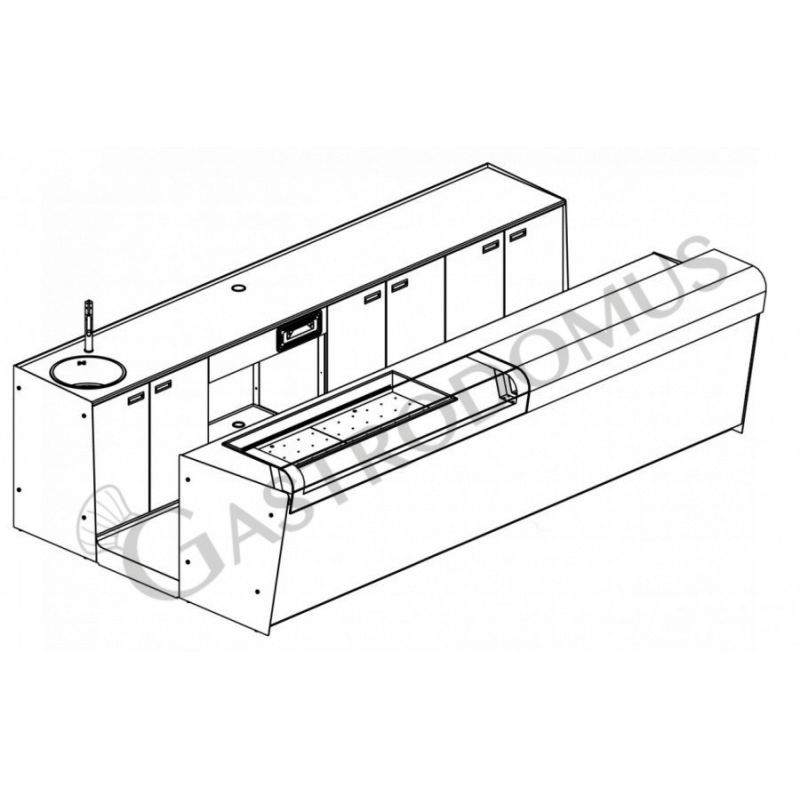 Banco bar + Retrobanco Lunghezza 4metri Drop-in Tuttamensola
