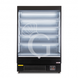 Murale espositivo ventilato nero con tenda notte, temperatura -1°C/+7°C e lunghezza 1315 mm