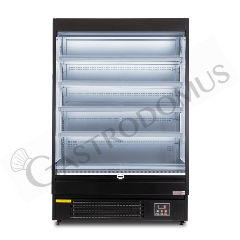 Murale espositivo ventilato nero con tenda notte, temperatura -1°C/+7°C e lunghezza 1315 mm Murale espositivo ventilato nero con tenda notte, temperatura -1°C/+7°C e lunghezza 1315 mm