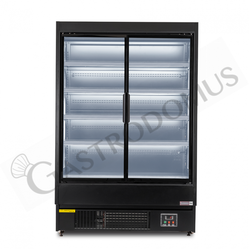 Murale espositivo ventilato nero con porte battenti, temperatura -1°C/+7°C e L 1315 mm Murale espositivo ventilato nero con porte battenti, temperatura -1°C/+7°C e L 1315 mm
