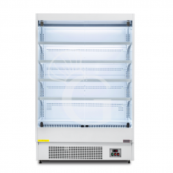 Murale espositivo ventilato bianco con porte battenti, temperatura -1°C/+7°C e L 1315 mm