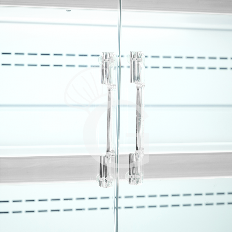 Murale espositivo ventilato bianco con porte battenti, temperatura -1°C/+7°C e L 1050 mm