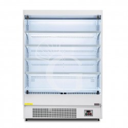 Murale espositivo ventilato bianco con porte battenti, temperatura -1°C/+7°C e L 1520 mm