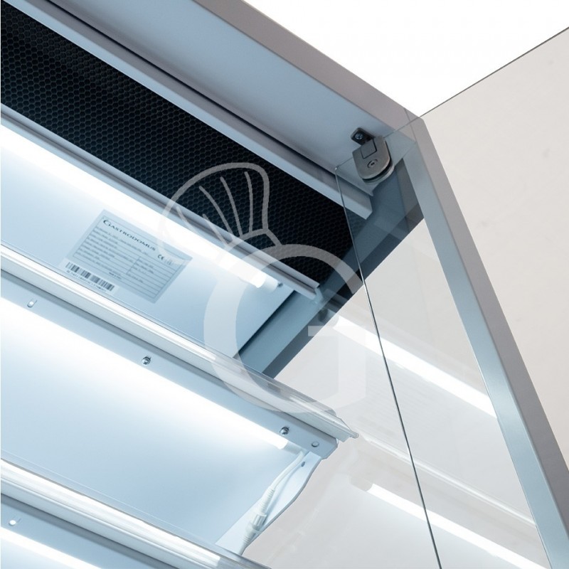 Murale espositivo ventilato bianco con porte battenti, temperatura -1°C/+7°C e L 1520 mm