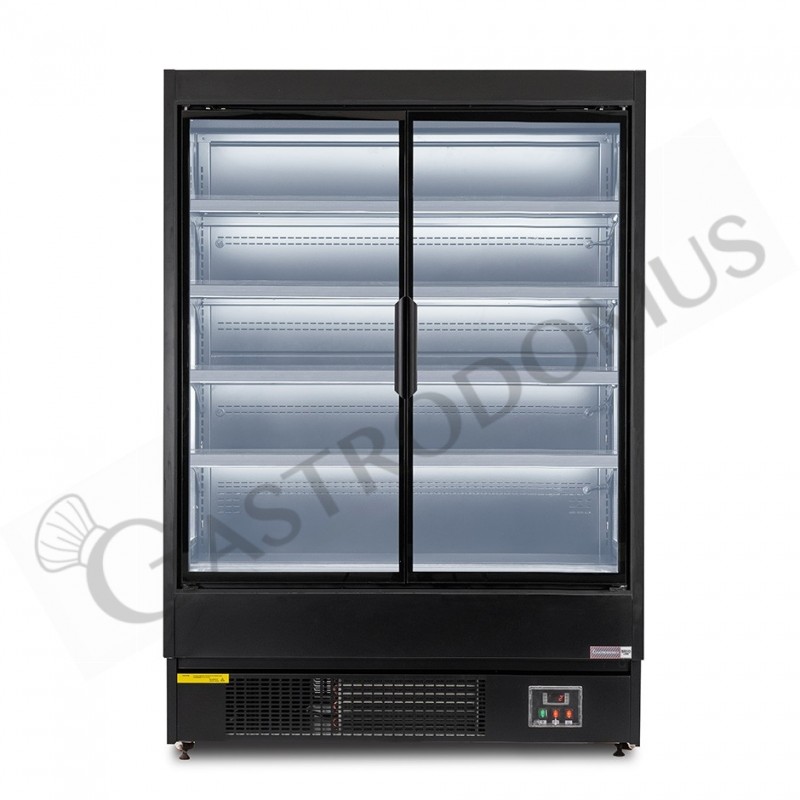 Murale espositivo ventilato nero con porte battenti, temperatura -1°C/+7°C e L 1520 mm Murale espositivo ventilato nero con porte battenti, temperatura -1°C/+7°C e L 1520 mm