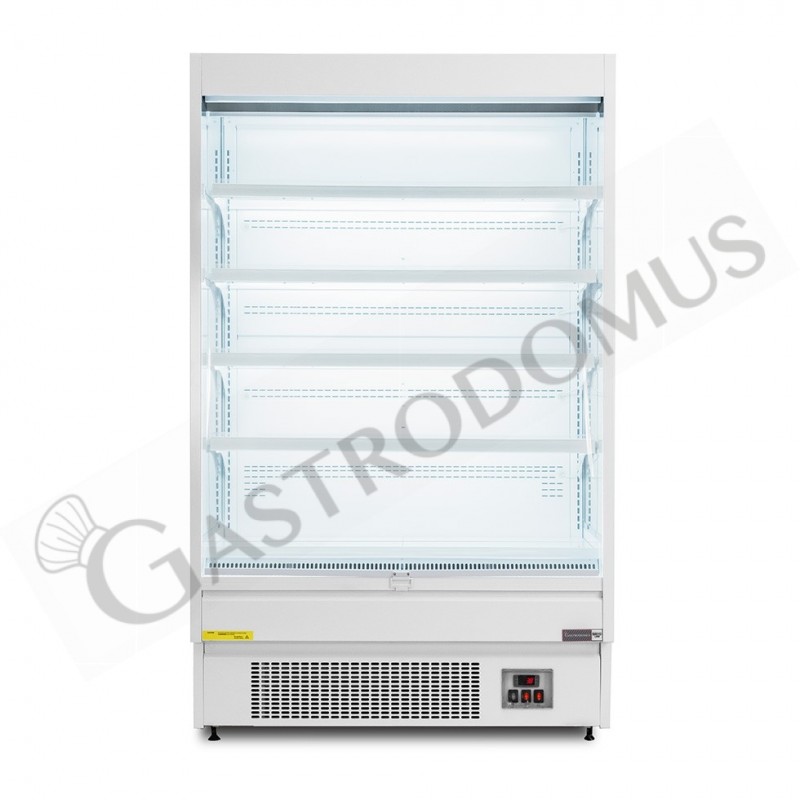 Murale espositivo ventilato bianco con tenda notte, temperatura -1°C/+7°C e lunghezza 1050 mm Murale espositivo ventilato bianco con tenda notte, temperatura -1°C/+7°C e lunghezza 1050 mm