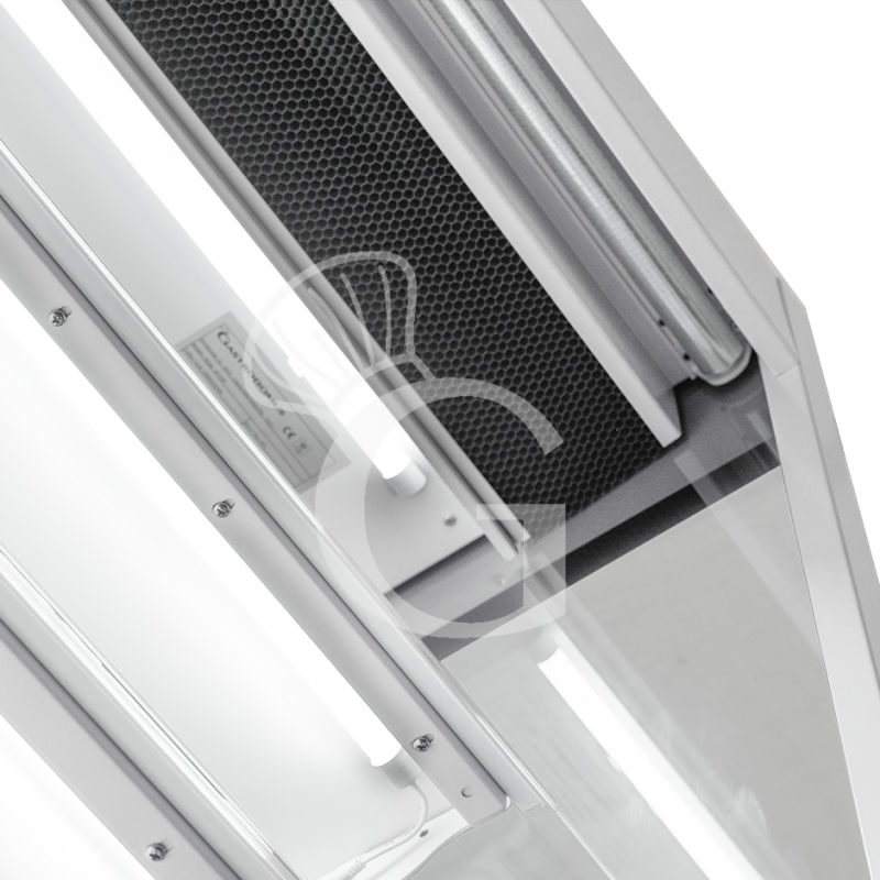 Murale espositivo ventilato bianco con tenda notte, temperatura -1°C/+7°C e lunghezza 1520 mm