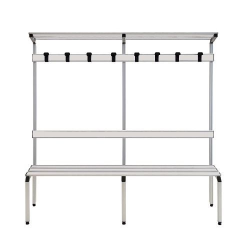 Panca in alluminio con alzata 6 posti, 2000x410x1870 mm
