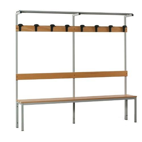 Panca in legno con alzata 6 posti, 2000x390x1840 mm