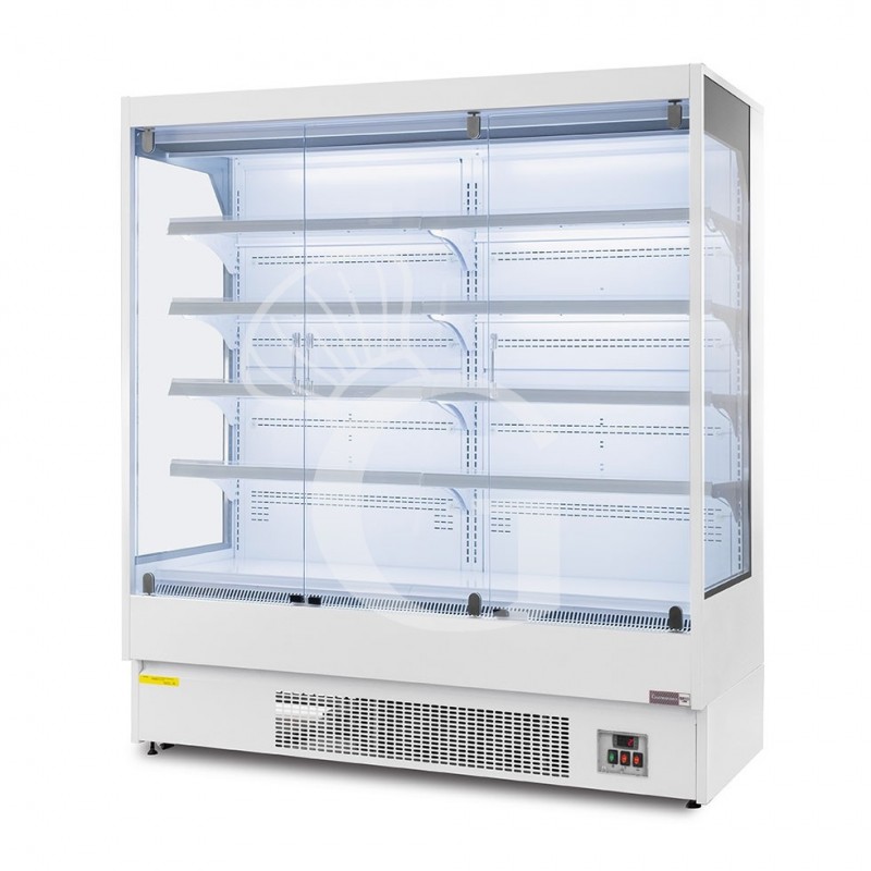 Murale espositivo ventilato bianco con porte battenti, temperatura -1°C/+7°C e L 1920mm