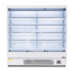 Murale espositivo ventilato bianco con porte battenti, temperatura -1°C/+7°C e L 1920mm