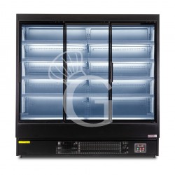 Murale espositivo ventilato nero con porte battenti, temperatura -1°C/+7°C e L 1920mm