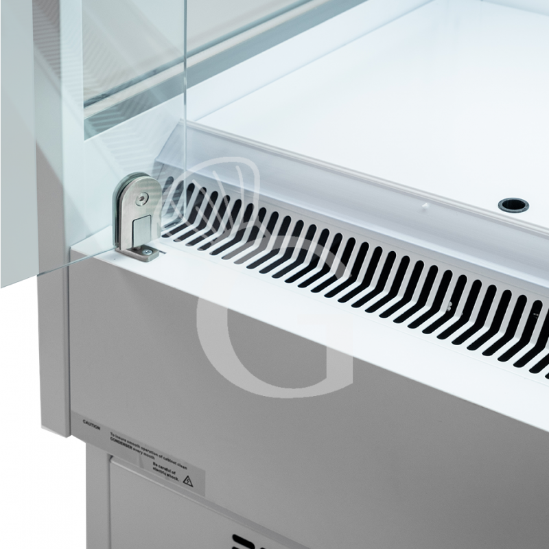 Murale espositivo ventilato bianco con porte battenti, temperatura -1°C/+7°C e L 1920mm