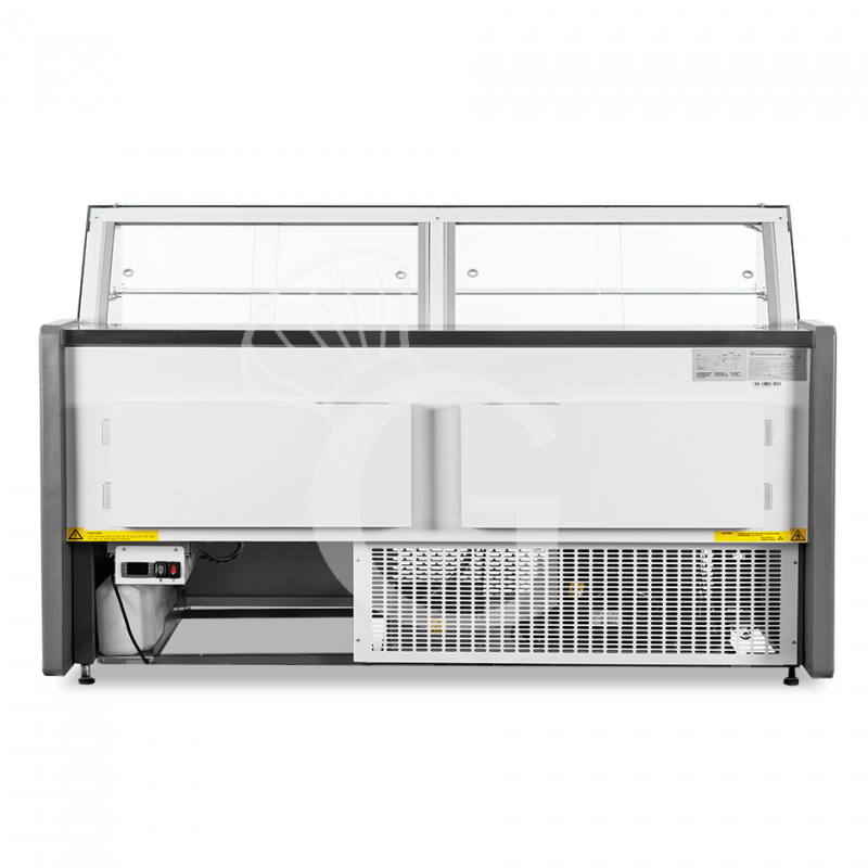 banco espositivo gastronomia ventilato vetro dritto ripiano intermedio 05c lunghezza 2580 mm full optional