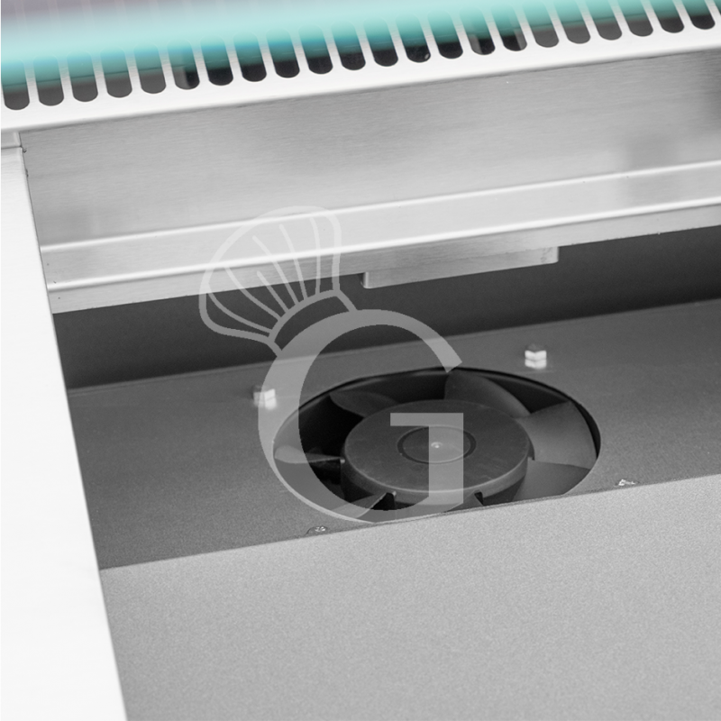 banco espositivo gastronomia ventilato vetro curvo ripiano intermedio 05c lunghezza 1330 mm full optional