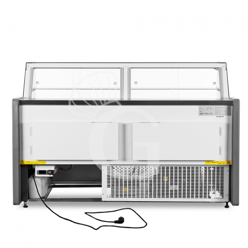 banco espositivo gastronomia ventilato vetro curvo ripiano intermedio 05c lunghezza 1955 mm full optional