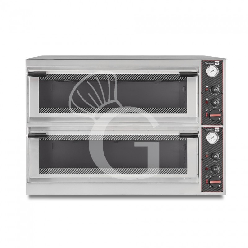 Forno Elettrico porta vetro 6 teglie 600x400 o 12 pizze diametro 350 mm 2 camere controllo meccanico