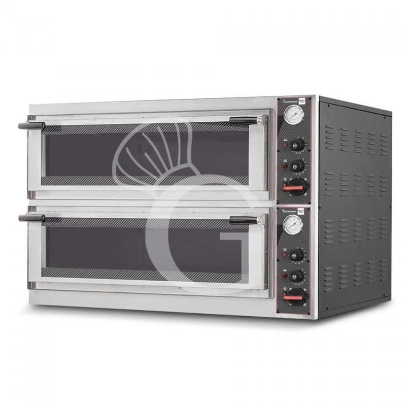 Forno Elettrico porta vetro 8 teglie 600x400 o 12 pizze diametro 400 mm 2 camere orizzontali controllo meccanico