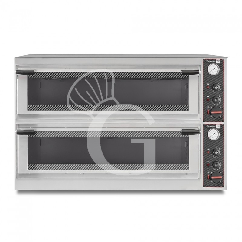 Forno Elettrico porta vetro 10 teglie 600x400 o 18 pizze diametro 350 mm 2 camere controllo meccanico