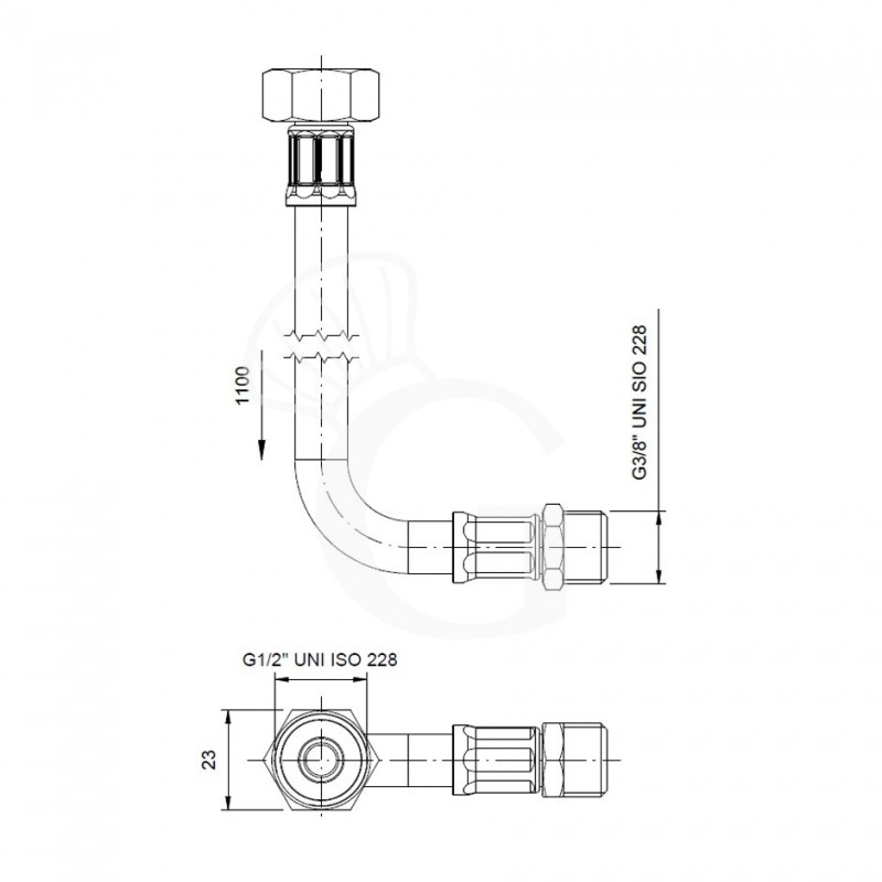 Tubo flessibile in inox da 1/2"F x 3/8"M - L1100mm