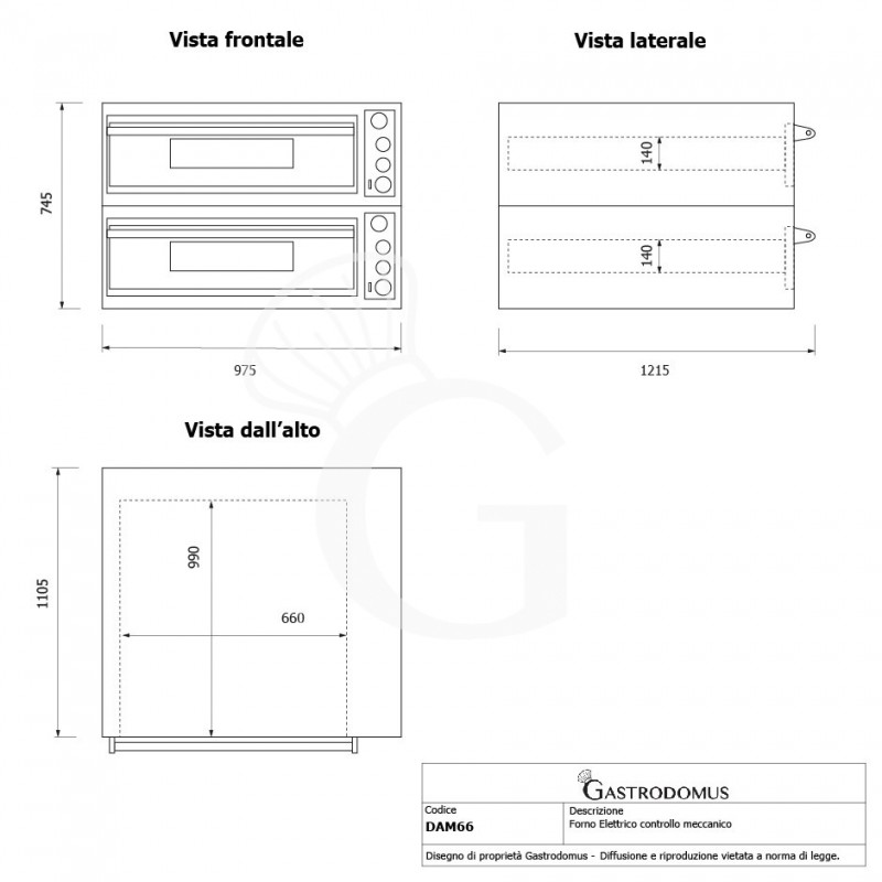Forno Elettrico per 6 + 6 pizze diametro 320 mm 2 camere controllo meccanico 14,4 Kw