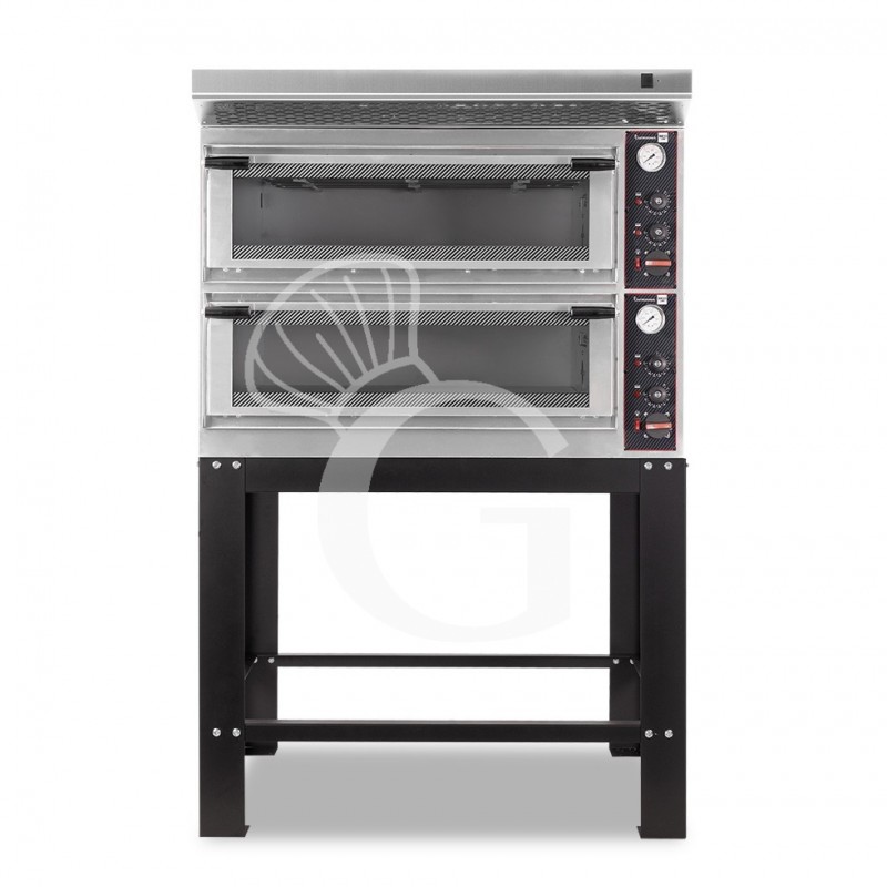 Forno Elettrico meccanico porta vetro 4 teglie 600x400 completo di cappa inox e supporto