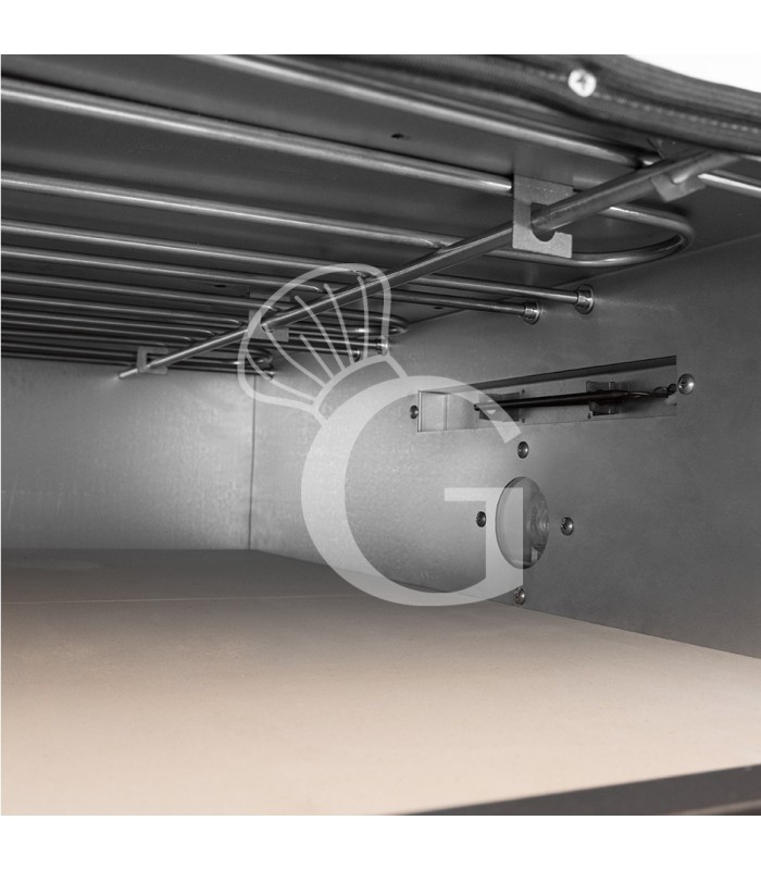 Forno Elettrico meccanico porta vetro 4 teglie 600x400 o 4+4 pizze Ø400mm, cappa a condensazione nera e supporto